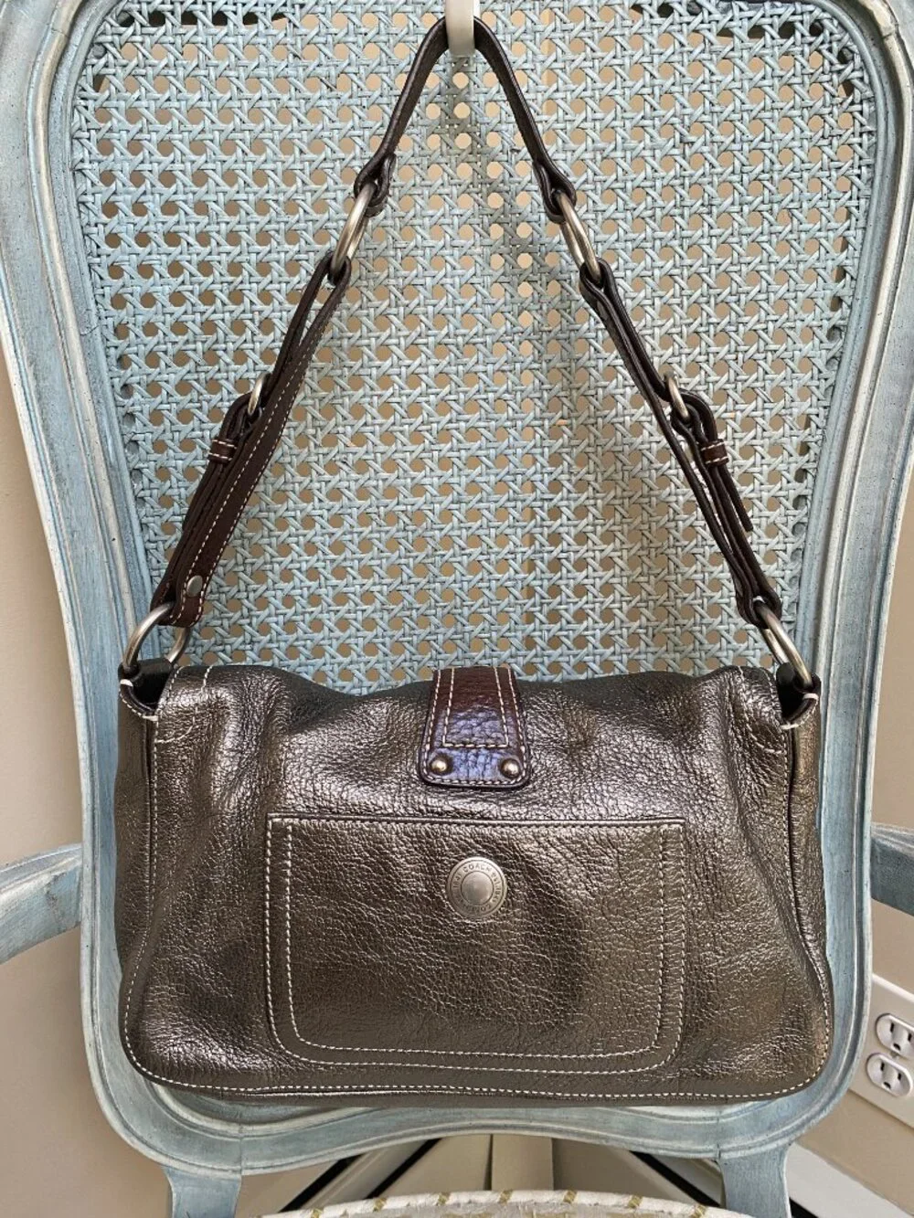 Vintage Coach Metallic Leather Chelsea Flap Bag